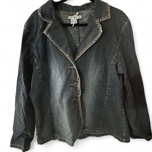 Ami Black Denim Jacket with Contrast Stitching